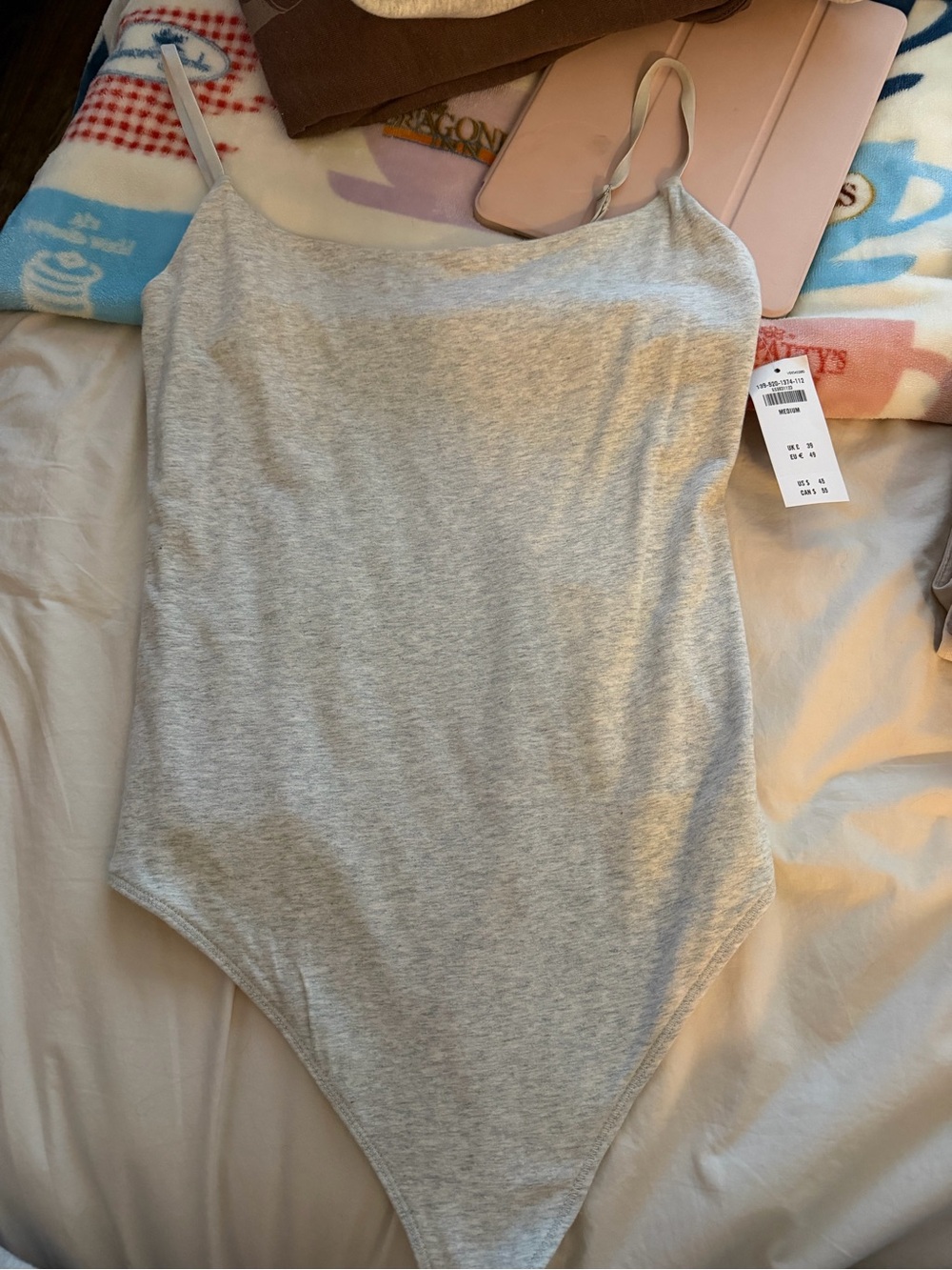 Abercrombie & Fit Cotton-Blend Light Gray Women's Cami Bodysuit